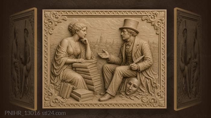 Dramatic scene with scholar and gentleman 3d STL model