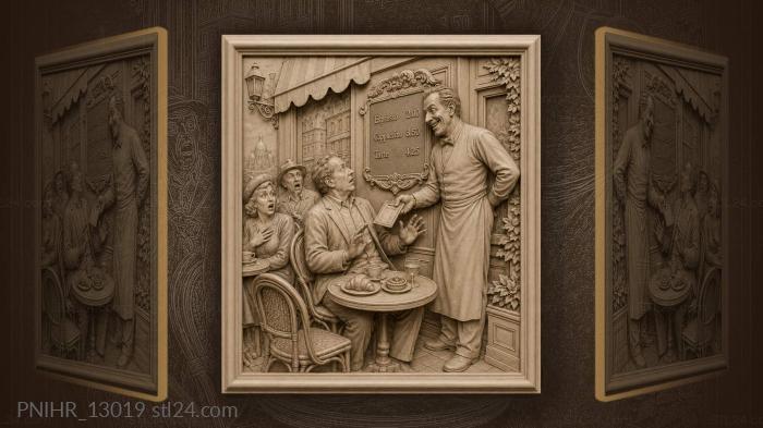 Parisian cafe amusing bill moment 3d STL model