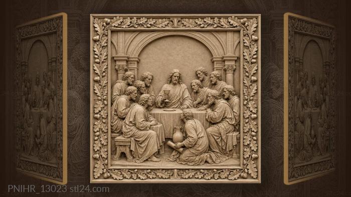 Savior shares wine beside kneeling disciple 3d STL model