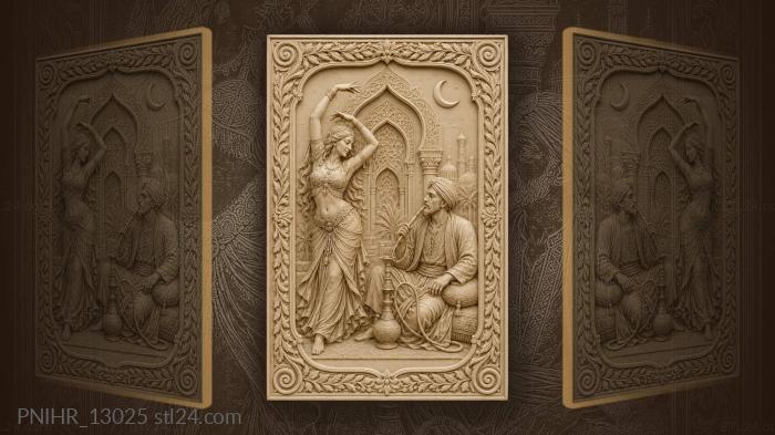 Dancer before hookah smoker under crescent 3d STL model