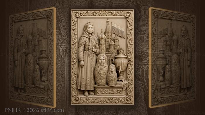 Russian beauty with nesting dolls samovar 3d STL model