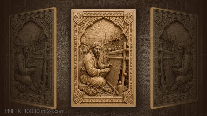 Weaver in arched marketplace scene 3d STL model