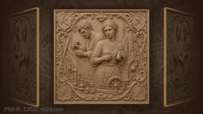 Spool of thread and stretched strings 3d STL model