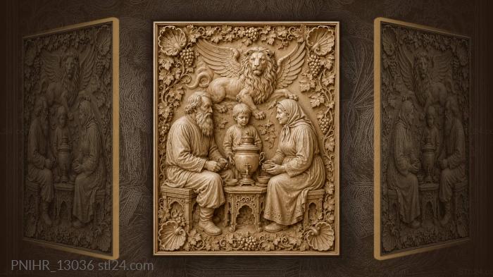 Family tea time winged lion 3d STL model
