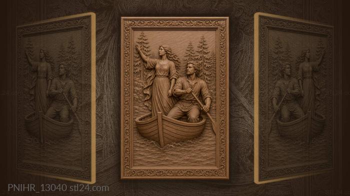 Rowing towards distant pine trees 3d STL model