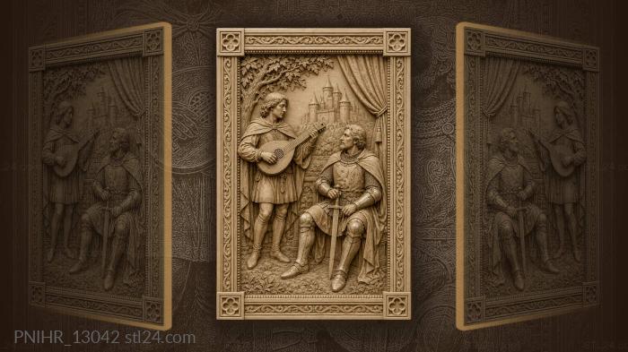 Knight and bard by the castle 3d STL model