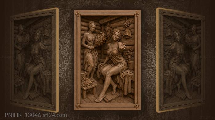 Russian banya women with birch broom 3d STL model