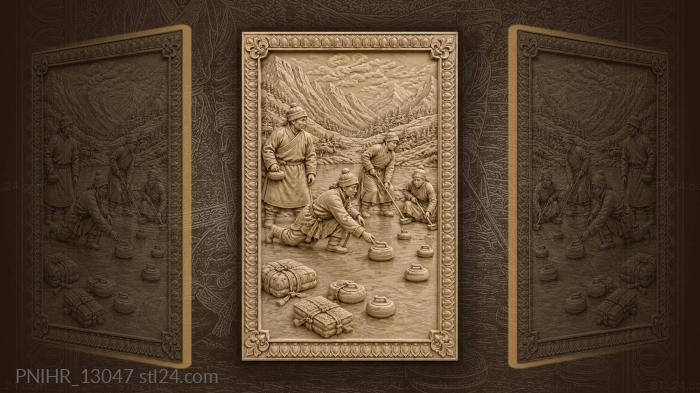 Four players in an old ice game 3d STL model