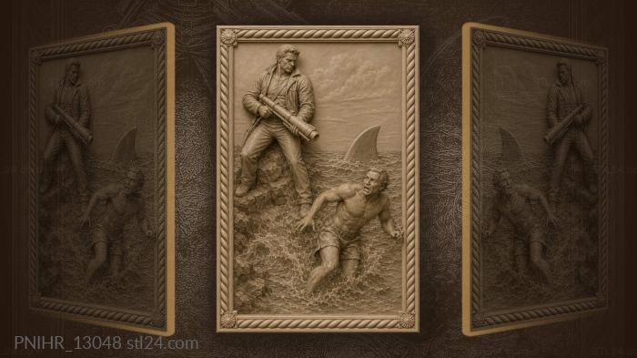 Hero defeats shark attack swimmer 3d STL model