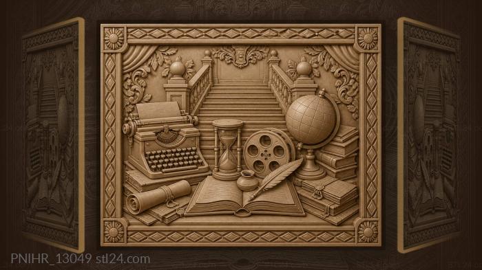 Old world study with staircase 3d STL model