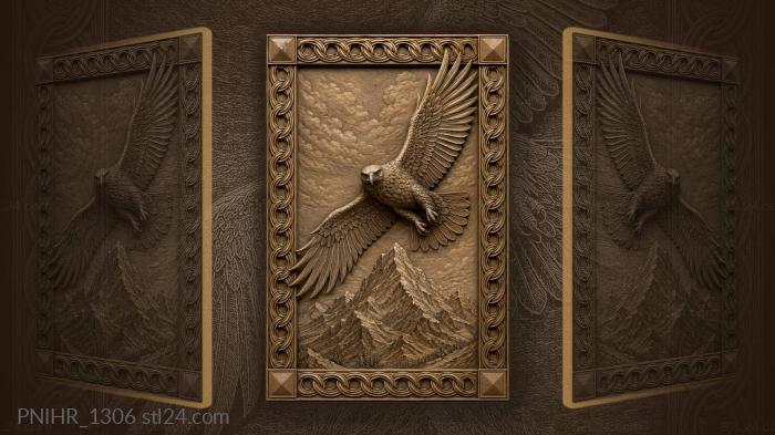 Eagle soaring above mountains majesty 3d STL model