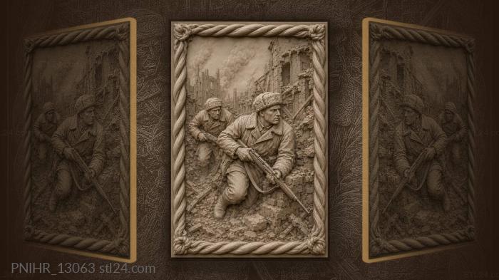 War ruins soldiers advance forward 3d STL model