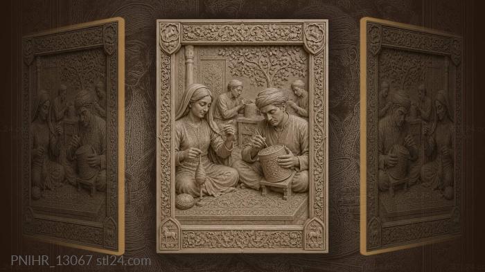 Artisans spinning painting traditional crafts 3d STL model