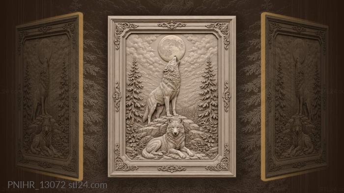 Second wolf seated on a rock 3d STL model