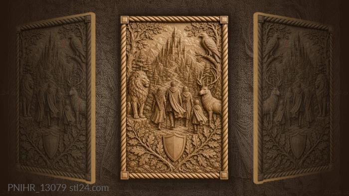 Travellers walk to the castle past lion 3d STL model