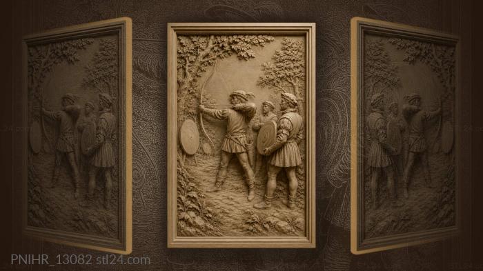 Medieval archers training in forest 3d STL model