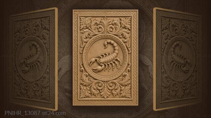 Scorpion in medallion among acanthus 3d STL model