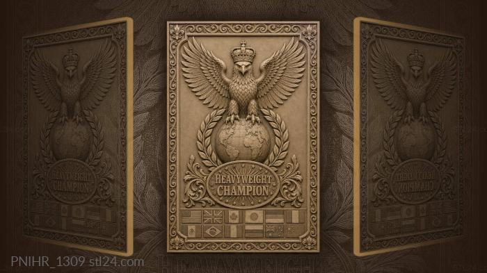 Eagle crowned with world flags 3d STL model