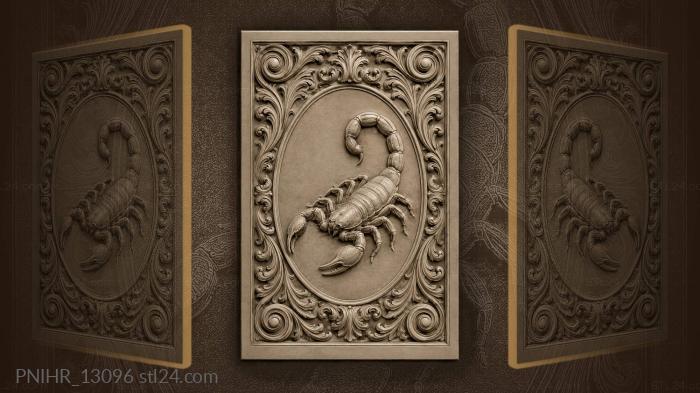 Scorpion in an oval among spiral volutes 3d STL model