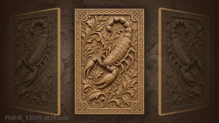Leafy wreath around the scorpion 3d STL model