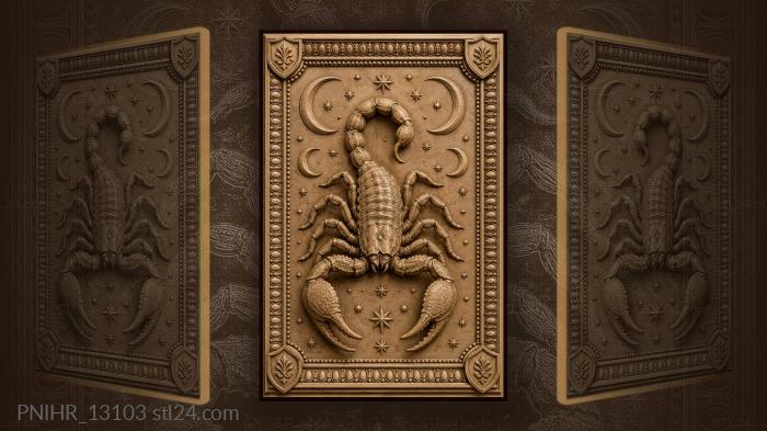 Crescent moons scattered around the scorpion 3d STL model