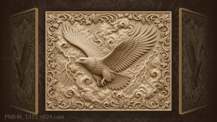 Lightning bolts beside the spread wings 3d STL model