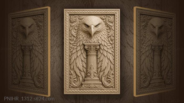 Eagle crowning a fluted column 3d STL model