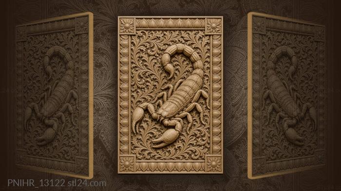 Lotus petals and leafy ground with scorpion 3d STL model