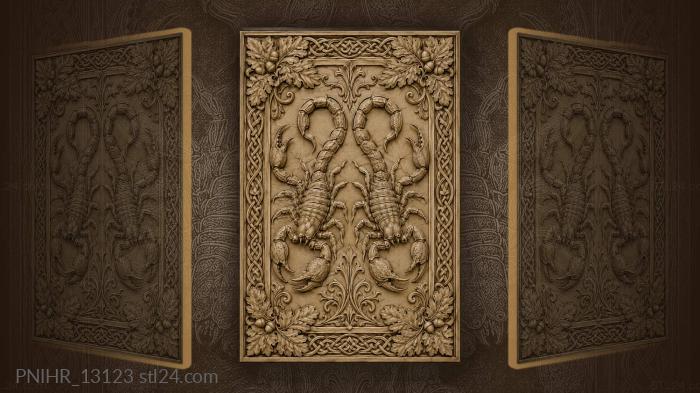Oak leaves and acorns ring the scorpion 3d STL model