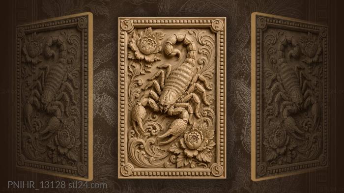 Waves and flowers around the scorpion 3d STL model
