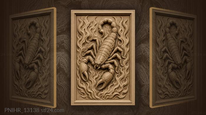 Tilted scorpion between rising flames 3d STL model