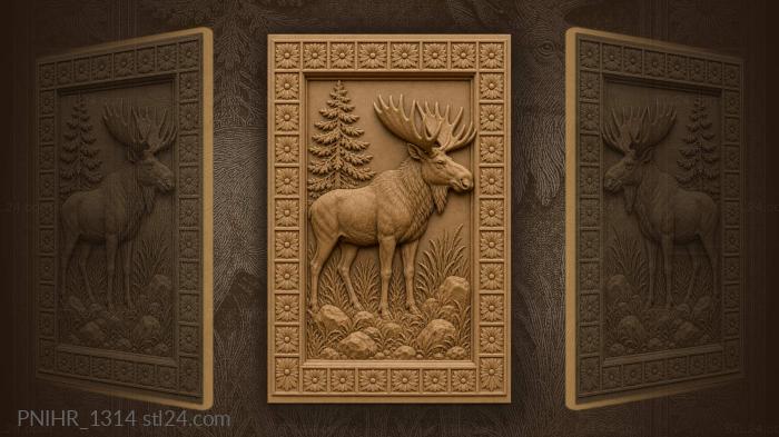 Moose among stones and tall grass 3d STL model