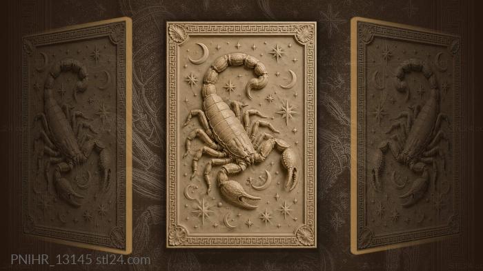 Stars and crescent moons above the scorpion 3d STL model