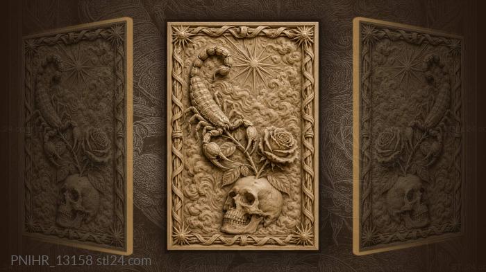 Scorpion over rose and skull 3d STL model