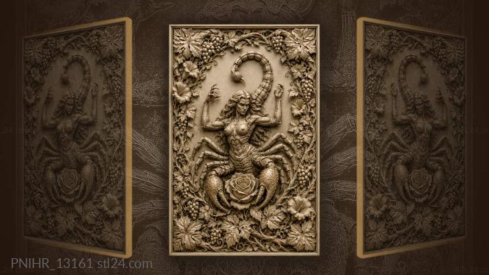 Scorpion over rose in grapevine 3d STL model