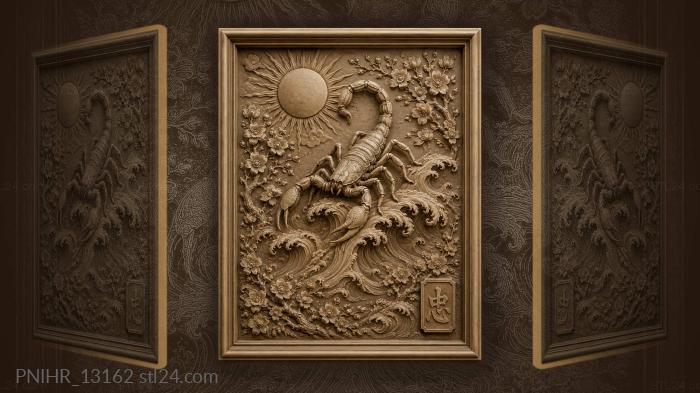Scorpion waves rising sun blossoms 3d STL model