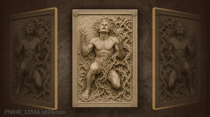Tormented soul among twisting roots 3d STL model
