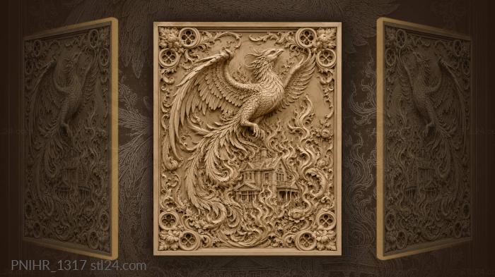 Phoenix rising from fiery home 3d STL model
