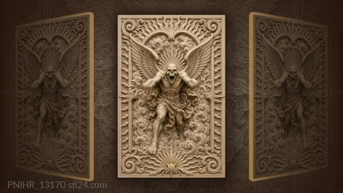Screaming winged skull in clouds 3d STL model