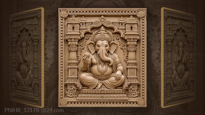 Ganesha seated among ornate pillars 3d STL model