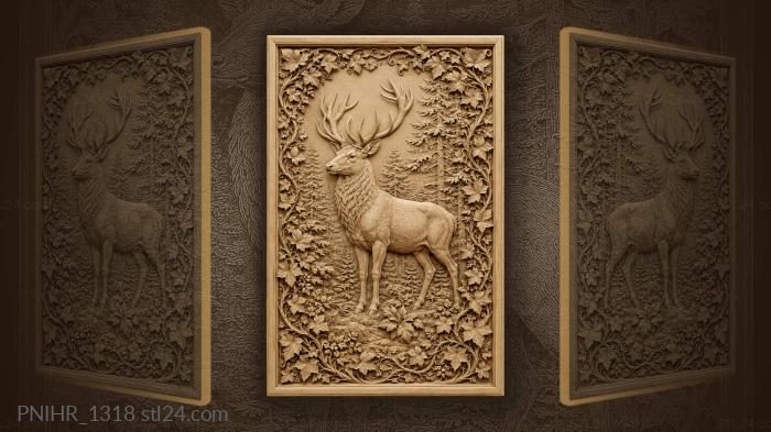 Stag among pines and scattered berries 3d STL model
