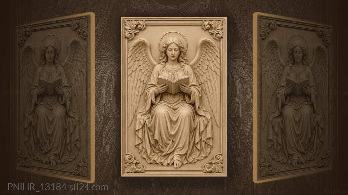 Seated angel holding an open book 3d STL model