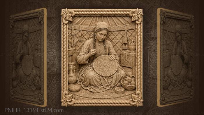 Weaver at work inside yurt 3d STL model