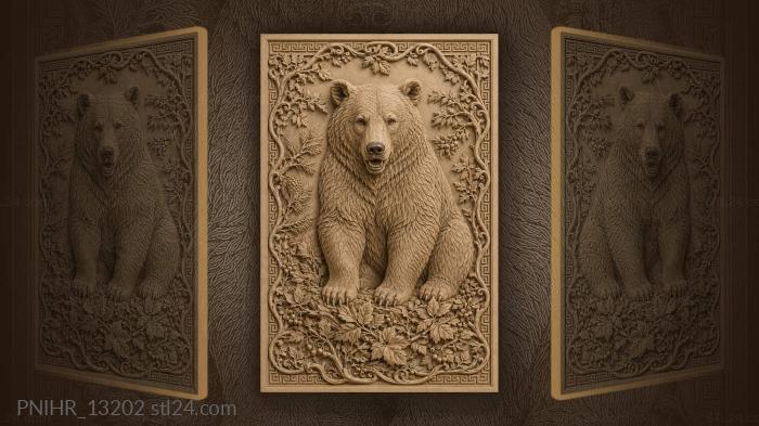 Bear seated in a tangle of branches 3d STL model