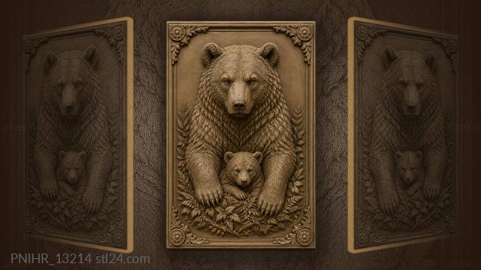 Cub tucked in leaves at her feet 3d STL model