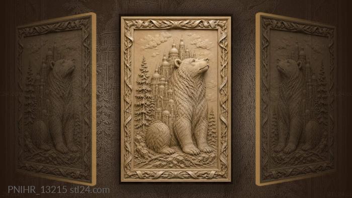 Bear and fairytale city skyline 3d STL model