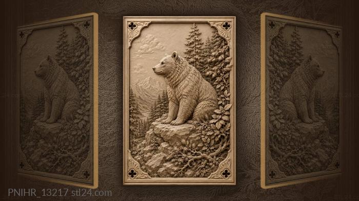 Seated on a rocky outcrop among pines 3d STL model
