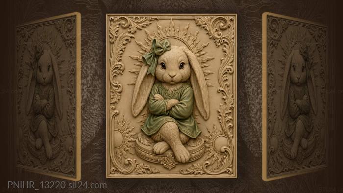 Bunny with bow sunburst frame 3d STL model