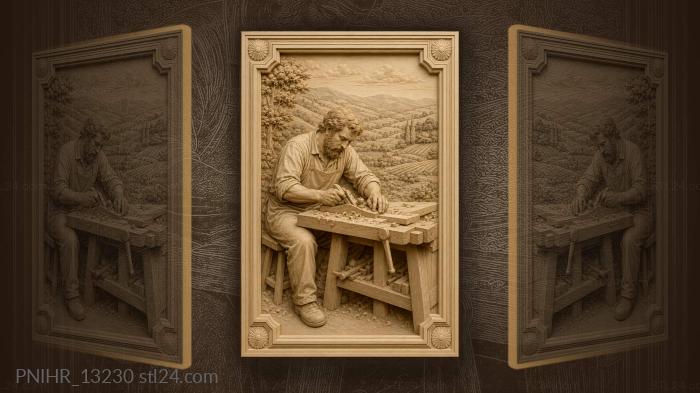 Craftsman’s workshop with distant hills 3d STL model