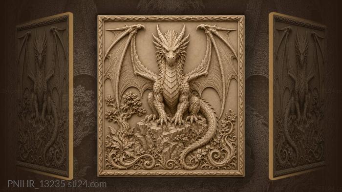 Majestic dragon upon rocky height 3d STL model